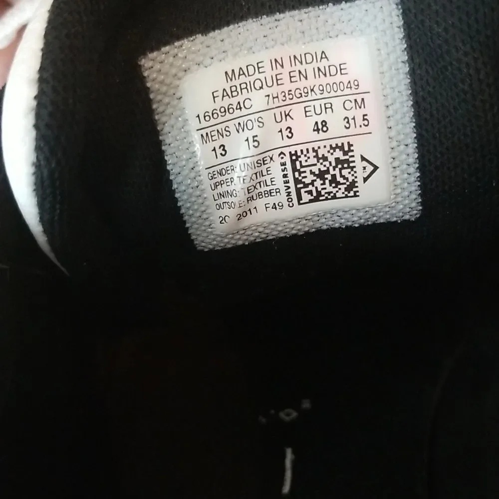 Converse White and Black Canvas Sneakers with Rubber Toe Caps Mens size 13 - Picture 5 of 7